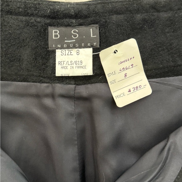 Vintage B.S.L Industry France Black 100% Suede Leather Pants with Leather Trim - Picture 13 of 14